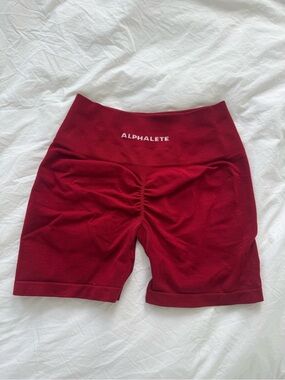 Alphalete Women's High-Waist Scrunch Bike Shorts in Burgundy
